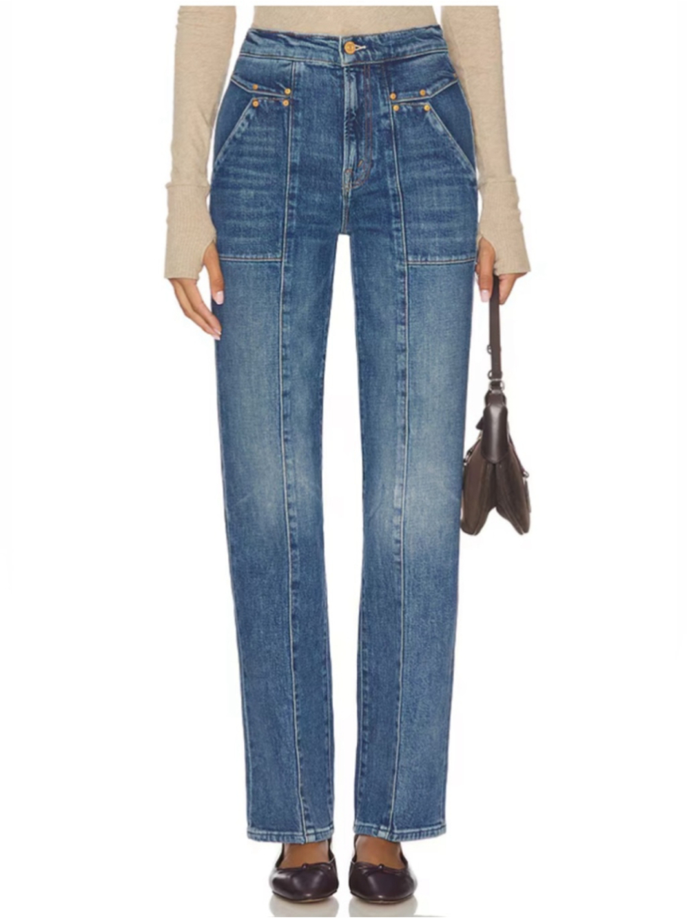 MOTHER The Riveting Rambler Zip Sneak Jeans in Bending The Rules Size 29